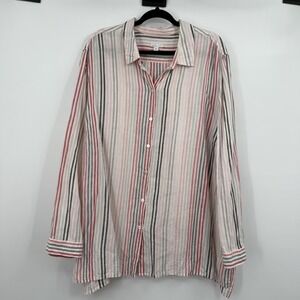 J. Jill Love Linen Tunic Shirt Top Womens 4X Multicolor Button-Up Lightweight